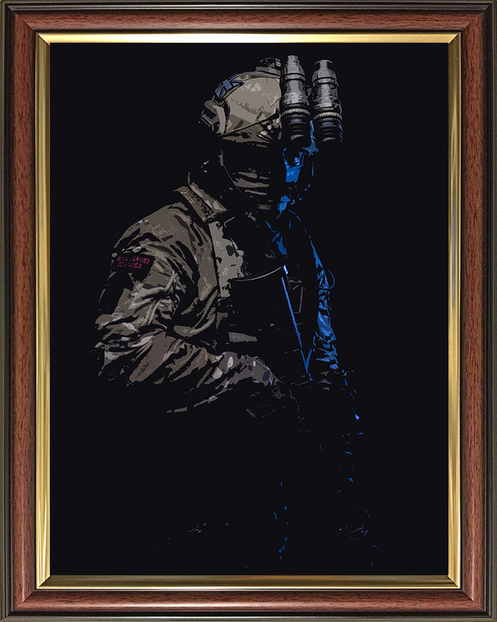Royal Marines Commando in the dark artwork Print - Canvas - Framed Print - Hampshire Prints