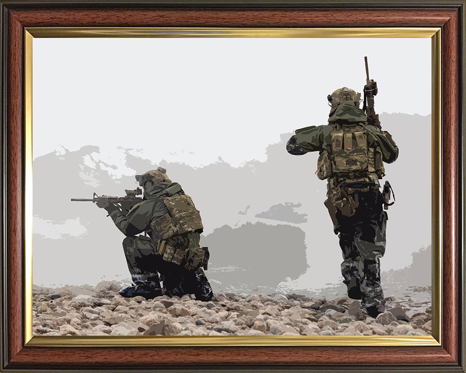 Royal Marines Commandos in combat artwork Print - Canvas - Framed Print - Hampshire Prints
