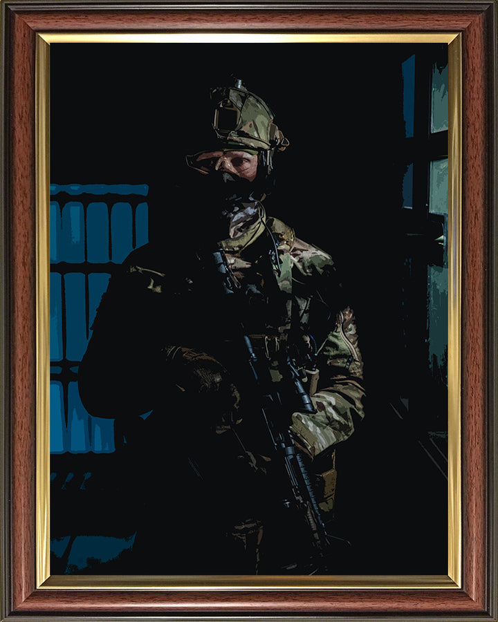 Royal Marines Commando in the shadows artwork Print - Canvas - Framed Print - Hampshire Prints