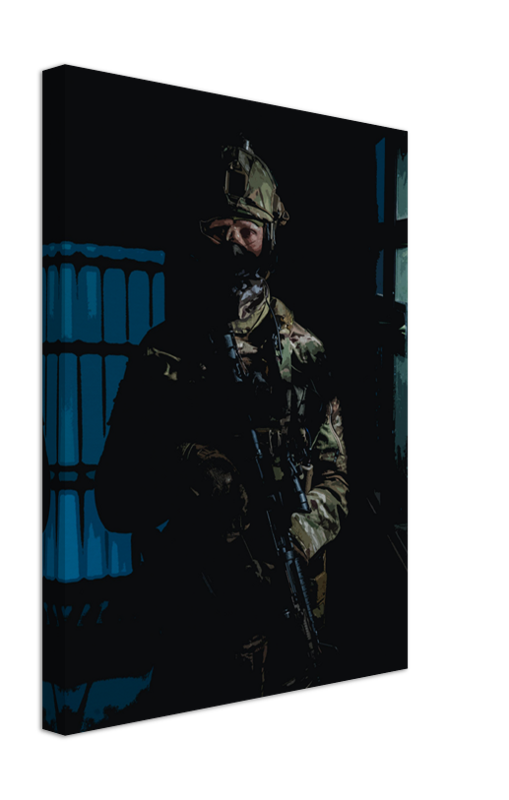 Royal Marines Commando in the shadows artwork Print - Canvas - Framed Print - Hampshire Prints