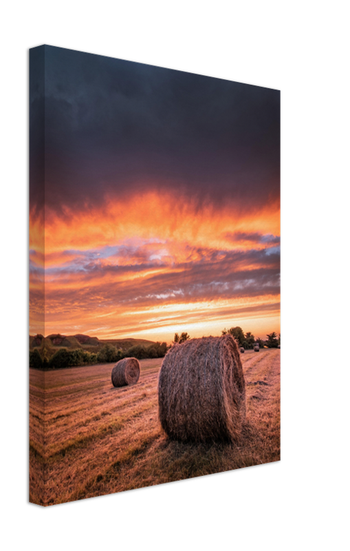 Hay bales at sunset in Hampshire Photo Print - Canvas - Framed Photo Print - Hampshire Prints