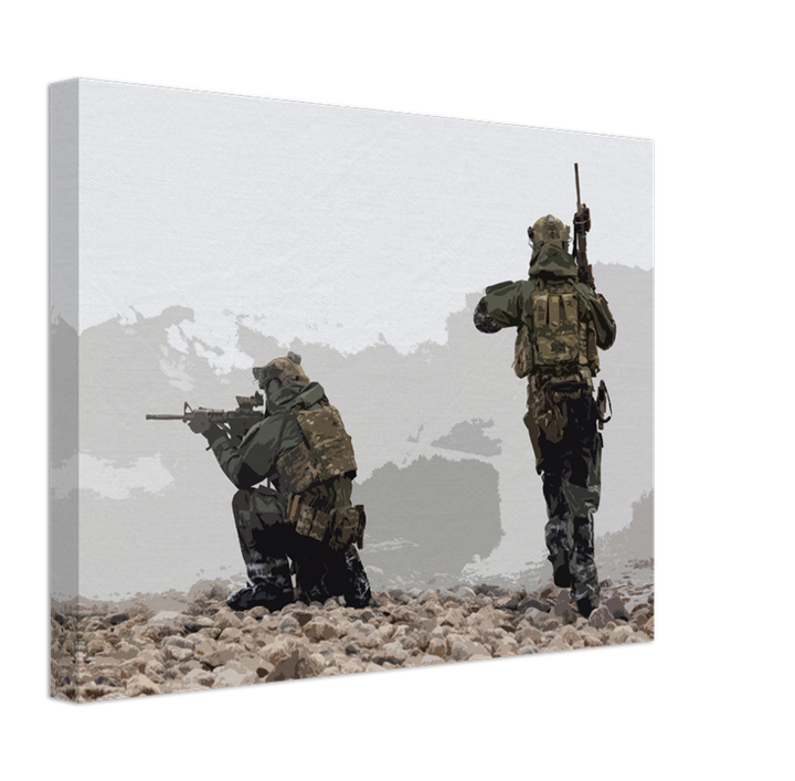 Royal Marines Commandos in combat artwork Print - Canvas - Framed Print - Hampshire Prints