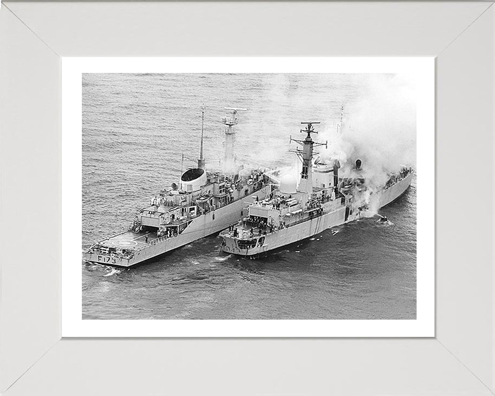 HMS Arrow F173 alongside HMS Sheffield D80 During the Falklands War Photo Print or Framed Print - Hampshire Prints