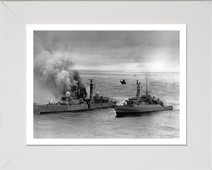 HMS Arrow F173 alongside HMS Sheffield D80 in the Falklands war Photo Print or Framed Print - Hampshire Prints