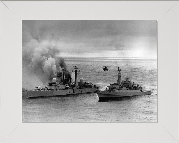 HMS Arrow F173 alongside HMS Sheffield D80 in the Falklands war Photo Print or Framed Print - Hampshire Prints