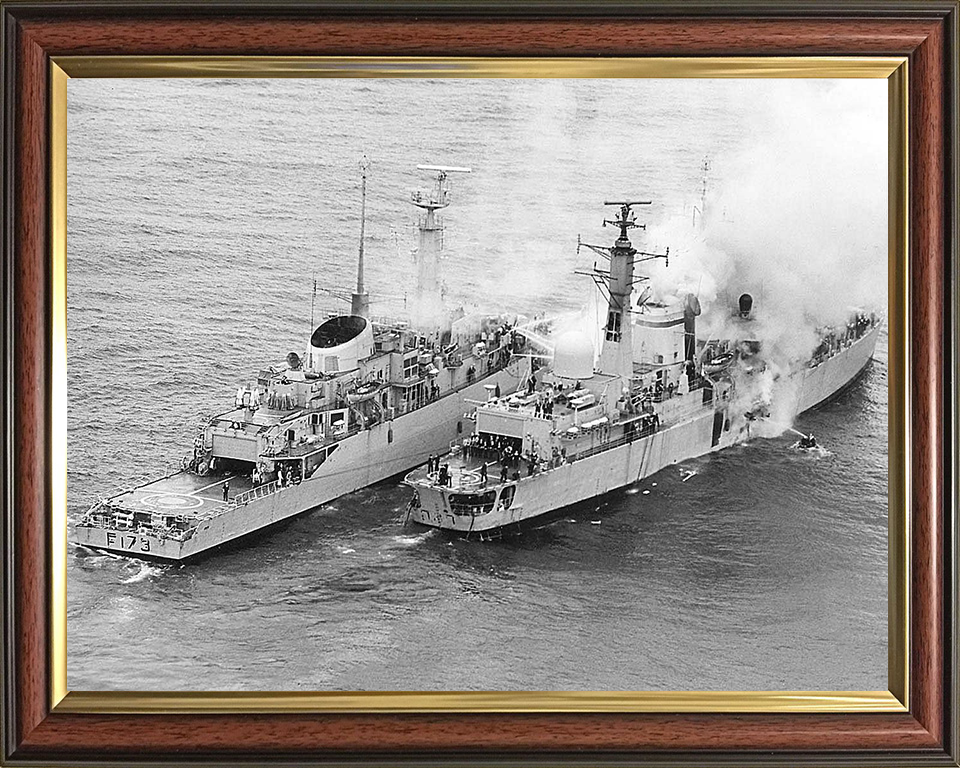 HMS Arrow F173 alongside HMS Sheffield D80 During the Falklands War Photo Print or Framed Print - Hampshire Prints